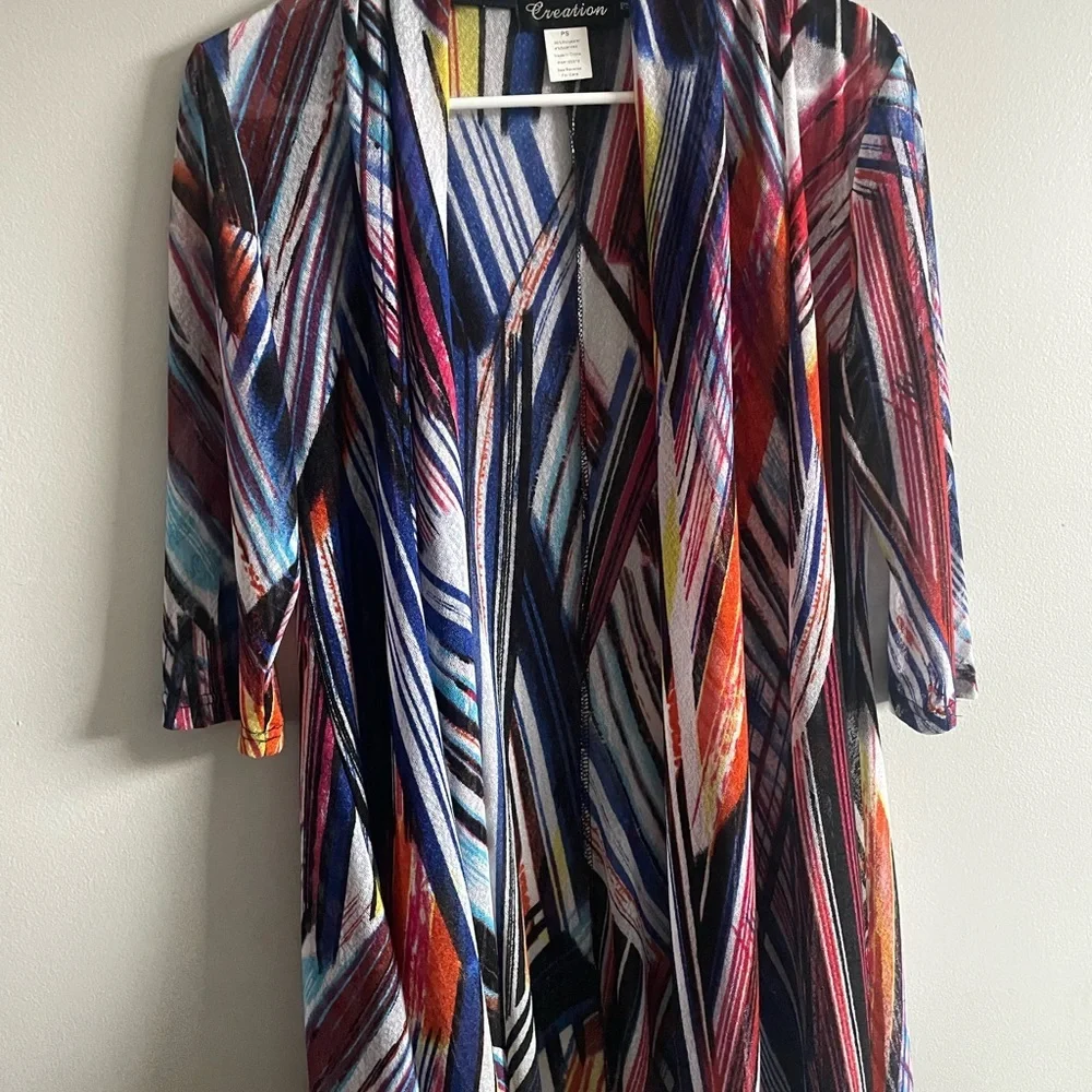 Colorful Striped Open Cardigan